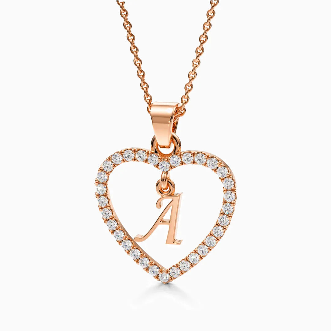 Vioraia Sparkling Heart Initial Necklace