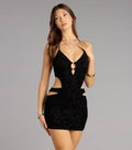 Attitude Check Velvet Cutout Mini Dress