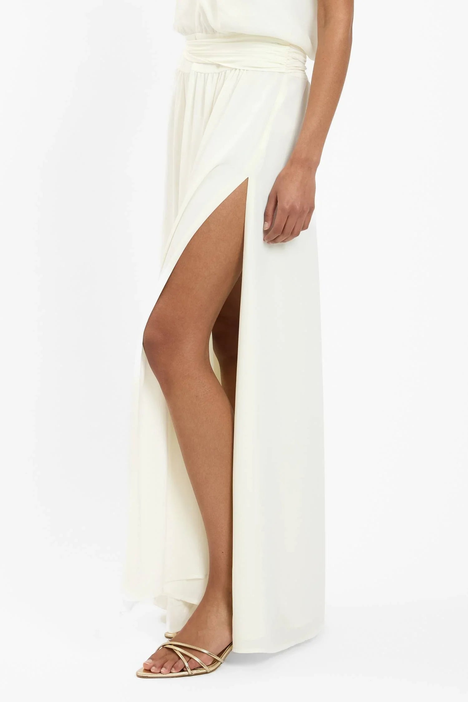 Draped Backless Gown | White