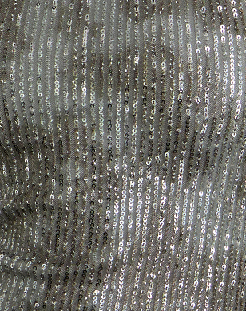 Dikta Asymmetric Mini Dress in Sequin Green Grey