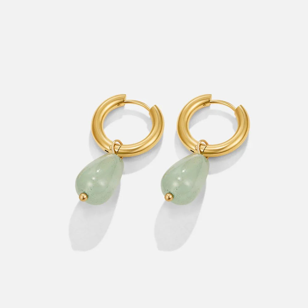 Vioraia Forest Green Teardrop Stone Earrings
