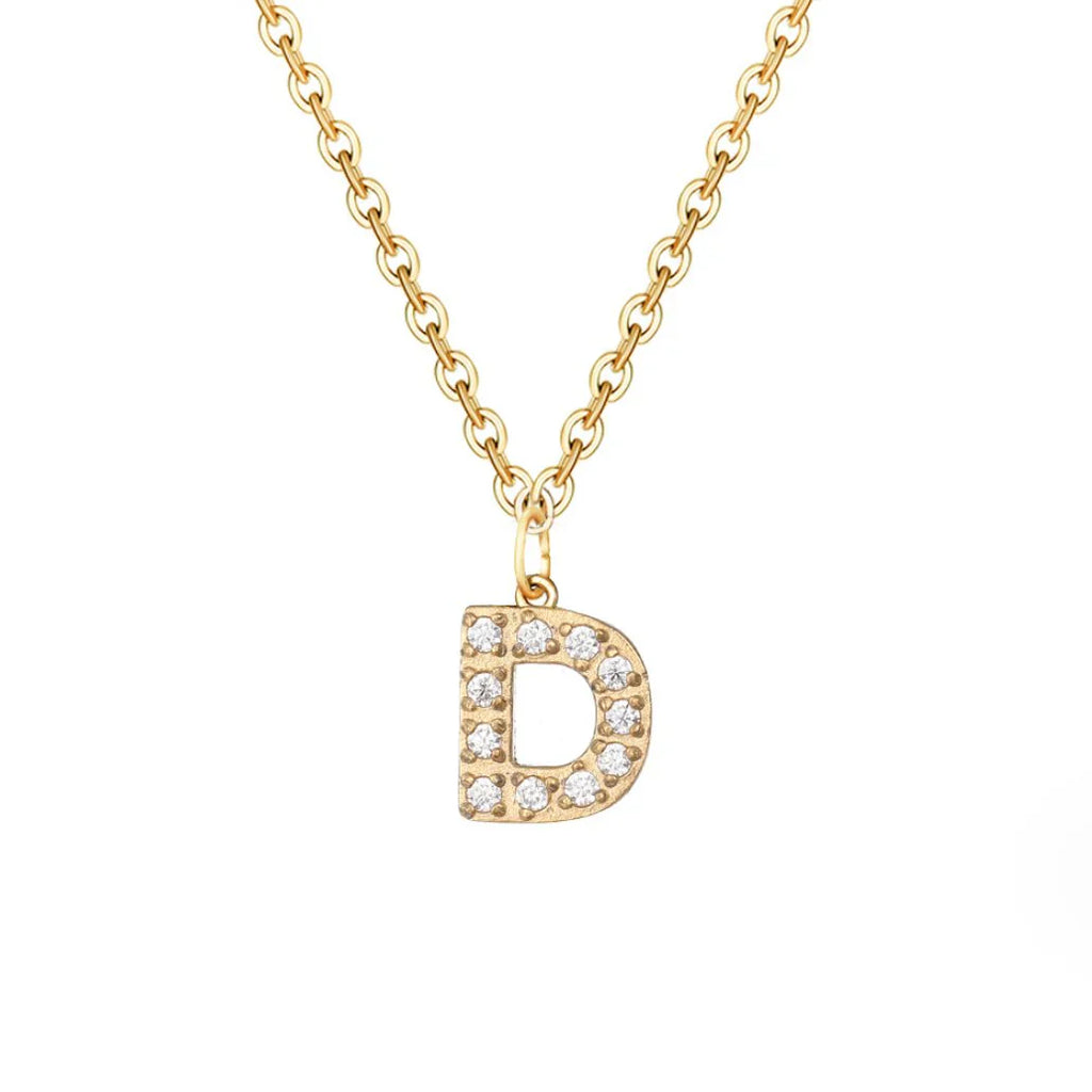 Vioraia Crystal Letter Charm Necklace