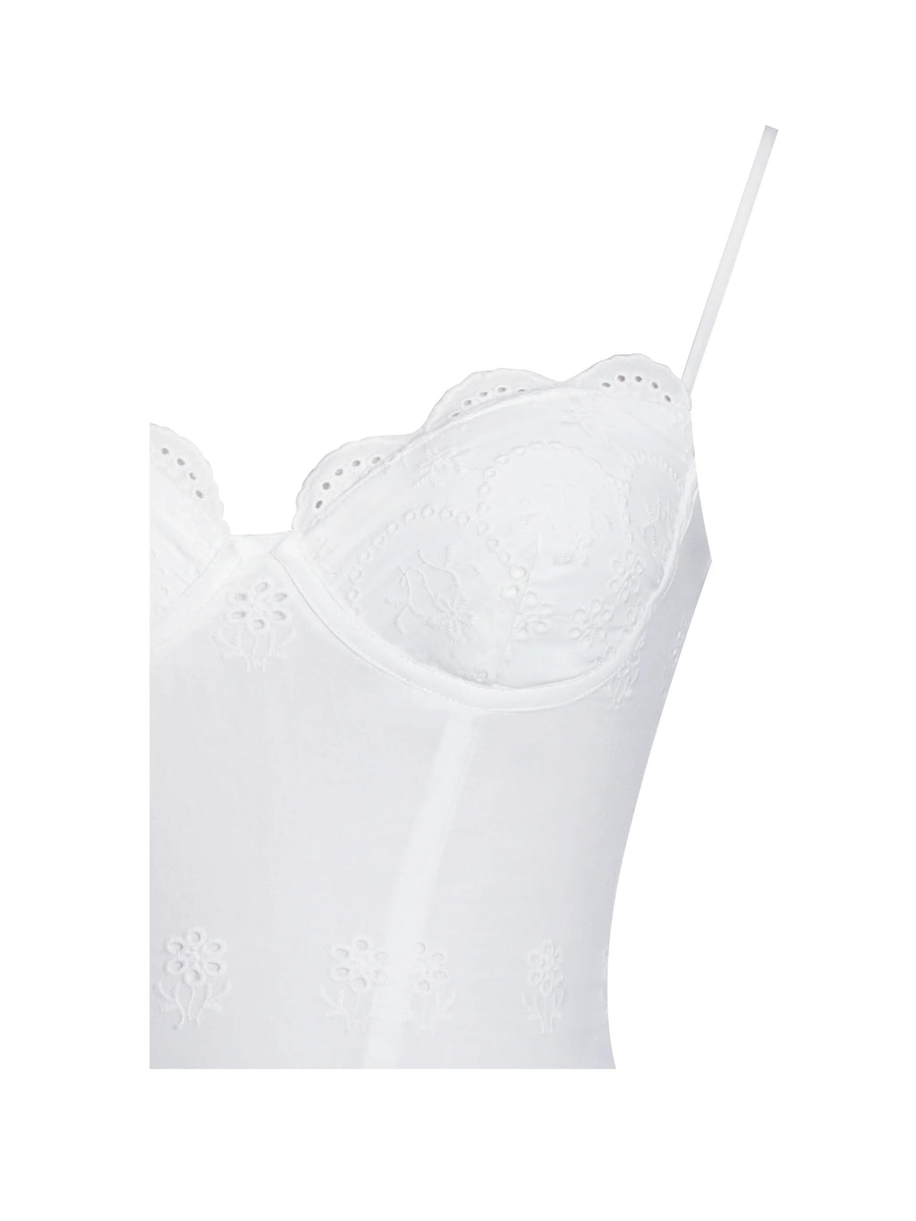 Oberon White Cotton Eyelet Lace-Up Back Maxi Dress