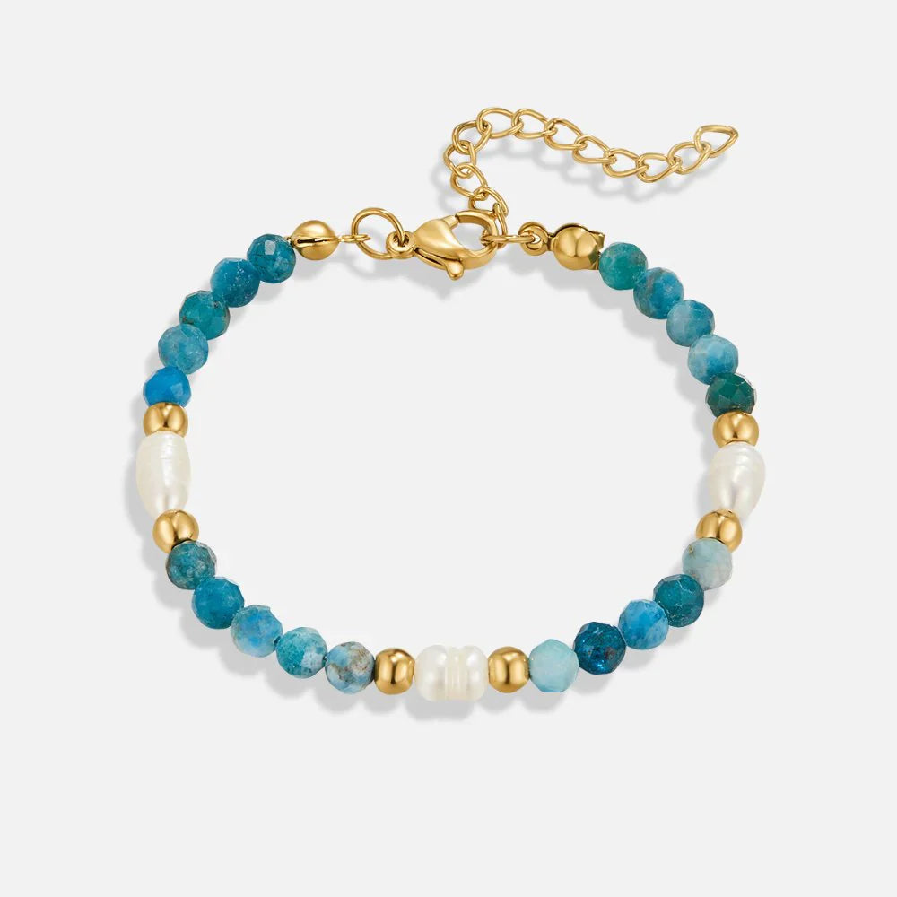 Vioraia Turquoise Blue & Pearl Bead Bracelet