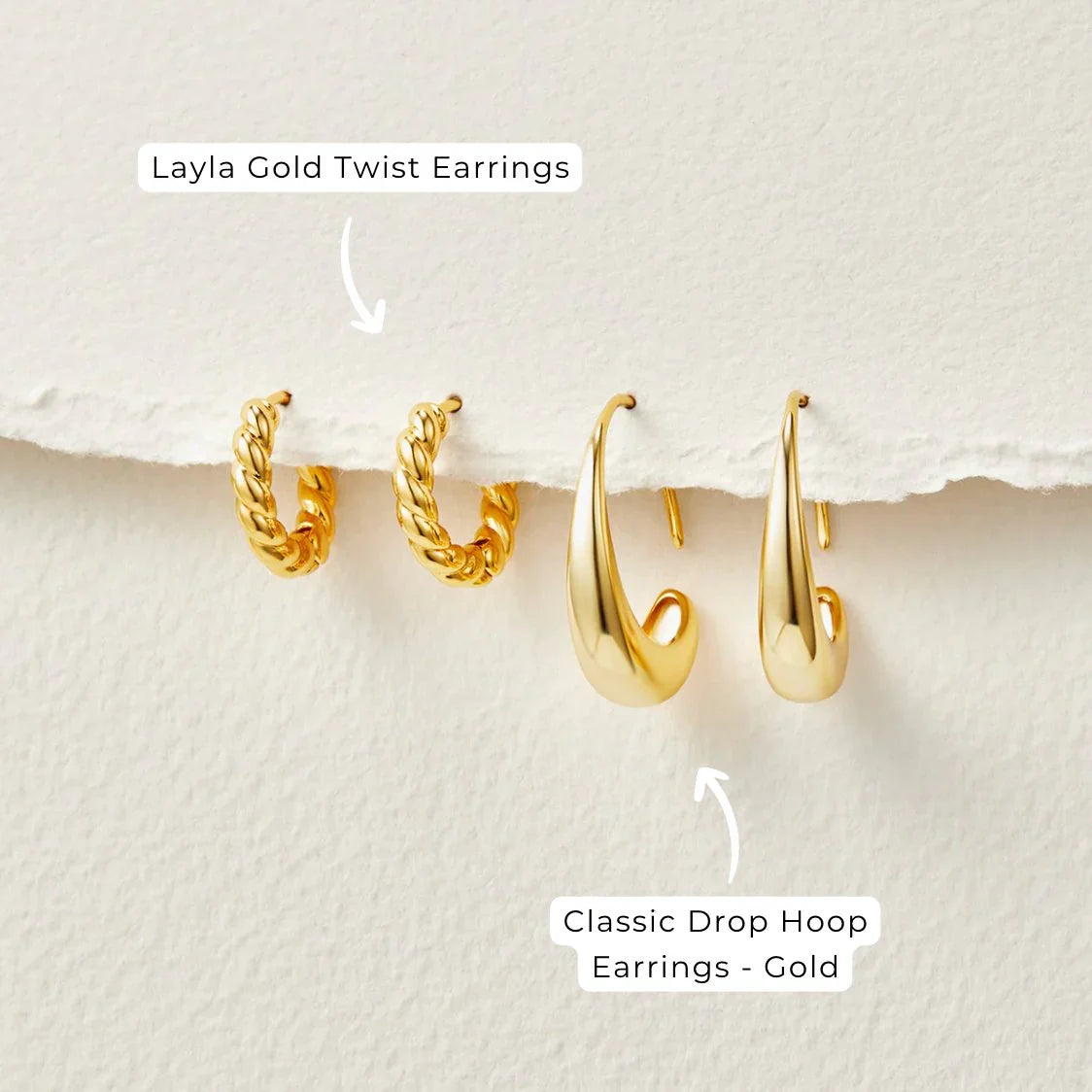 Vioraia Classic Drop Hoop Earrings