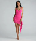 CLEARANCE - Strut Around Glitter Mesh Mini Dress With Sash