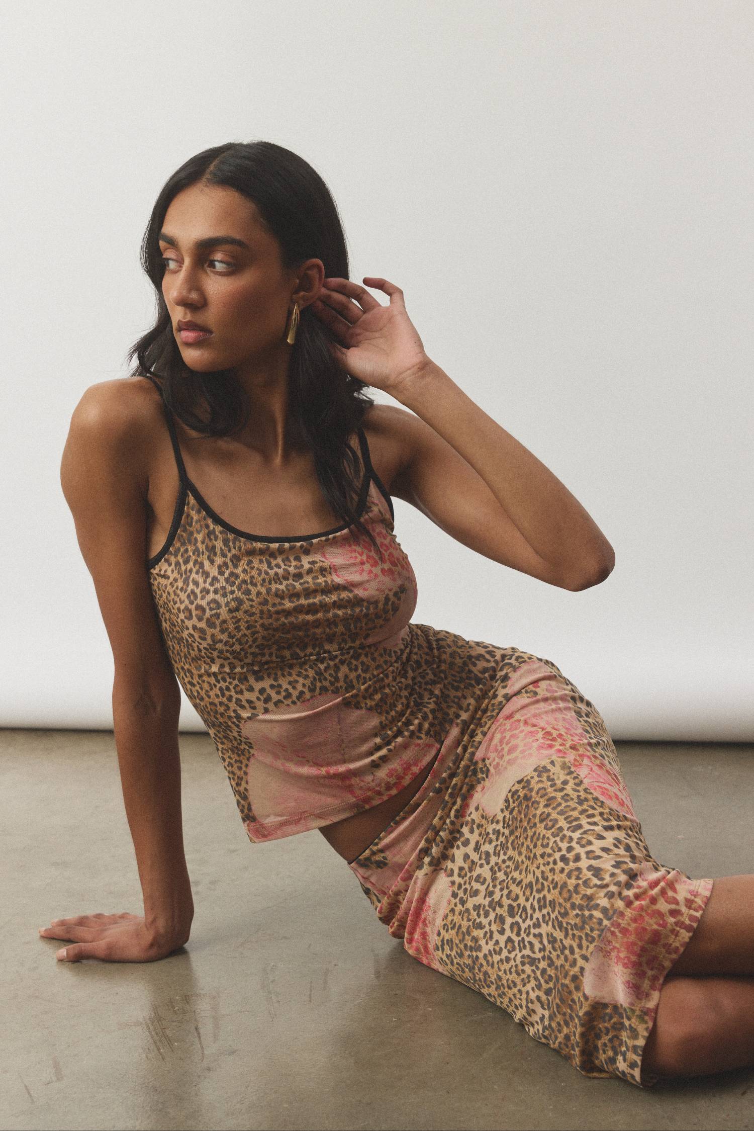 Midi Skirt | Mesh Leopard