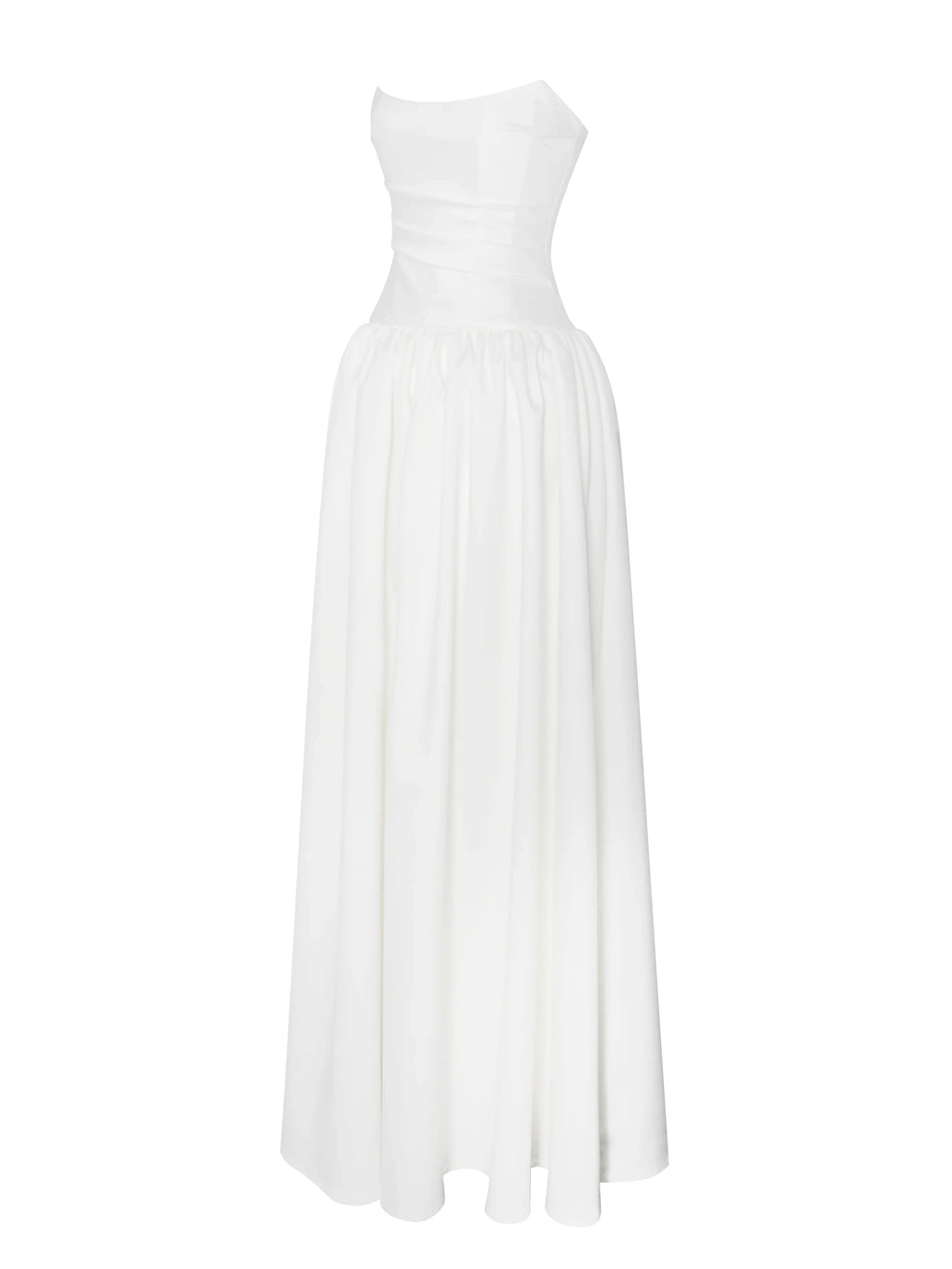 Umay White Drop Waist Satin Corset Bridal Gown