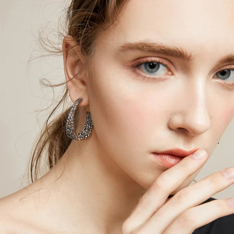 Vioraia Grand Rhinestones Hoop Earrings