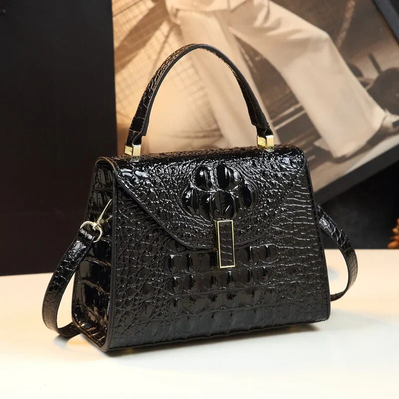 Vioraia Genuine Leather Crocodile Crossbody Bag