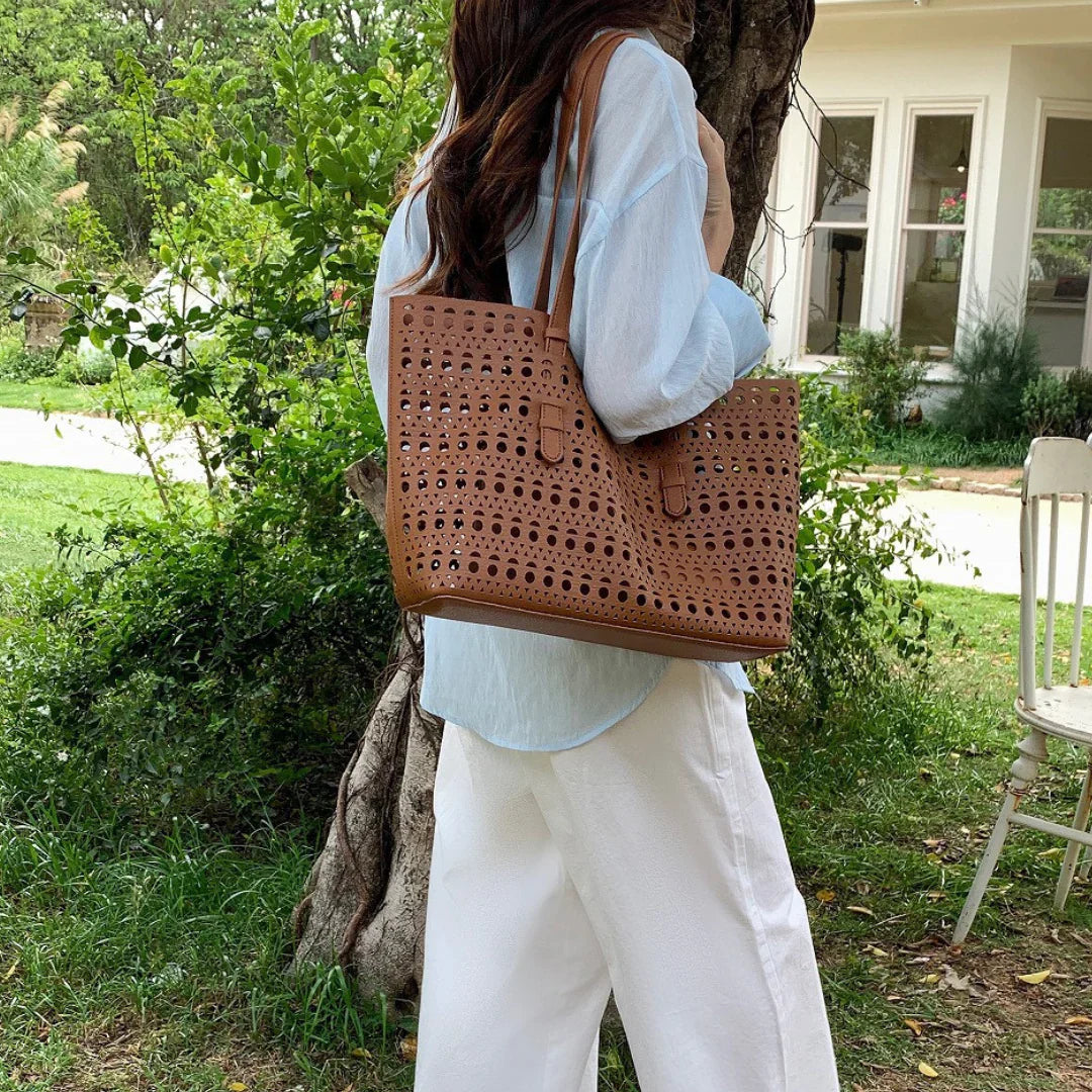 Vioraia Ayla Openwork Tote Bag