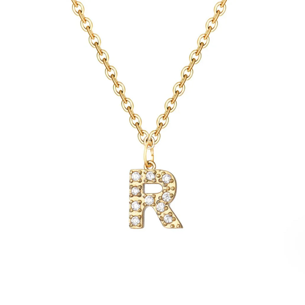 Vioraia Crystal Letter Charm Necklace