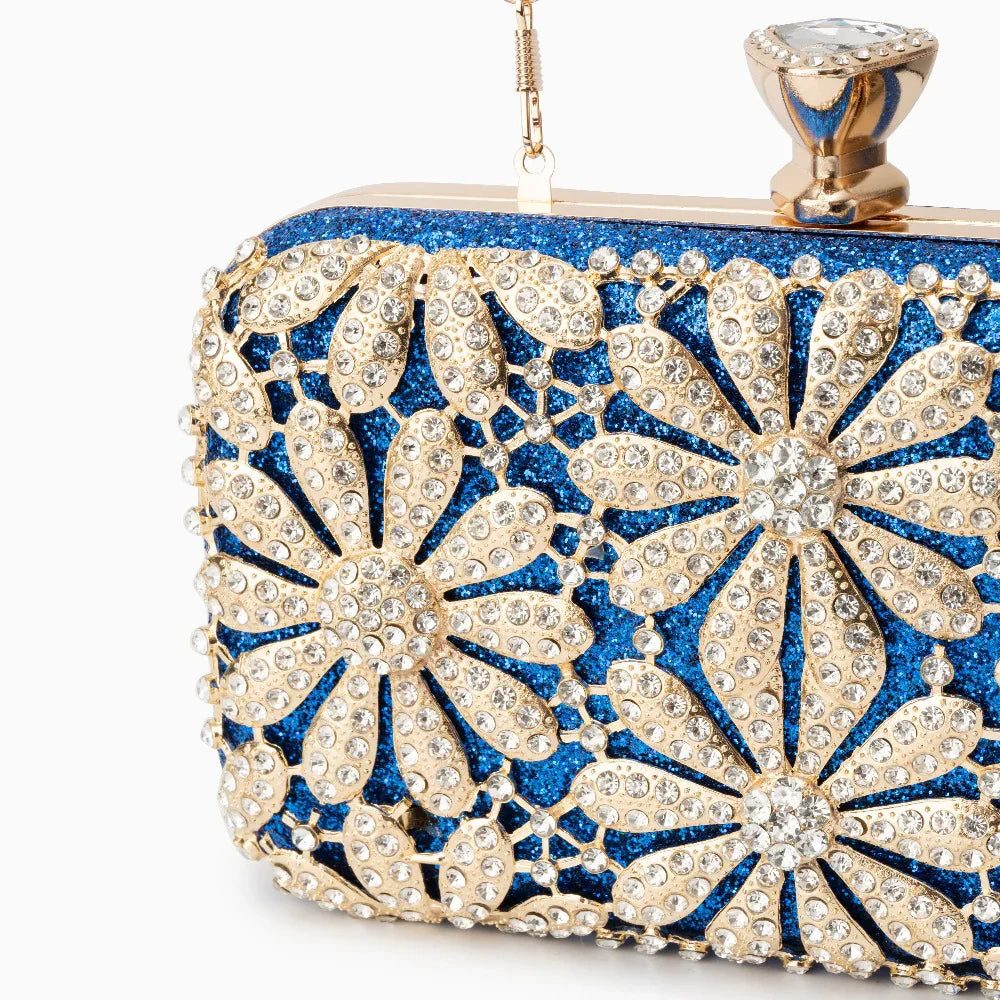 Vioraia Flower Rhinestones Clutch Bag