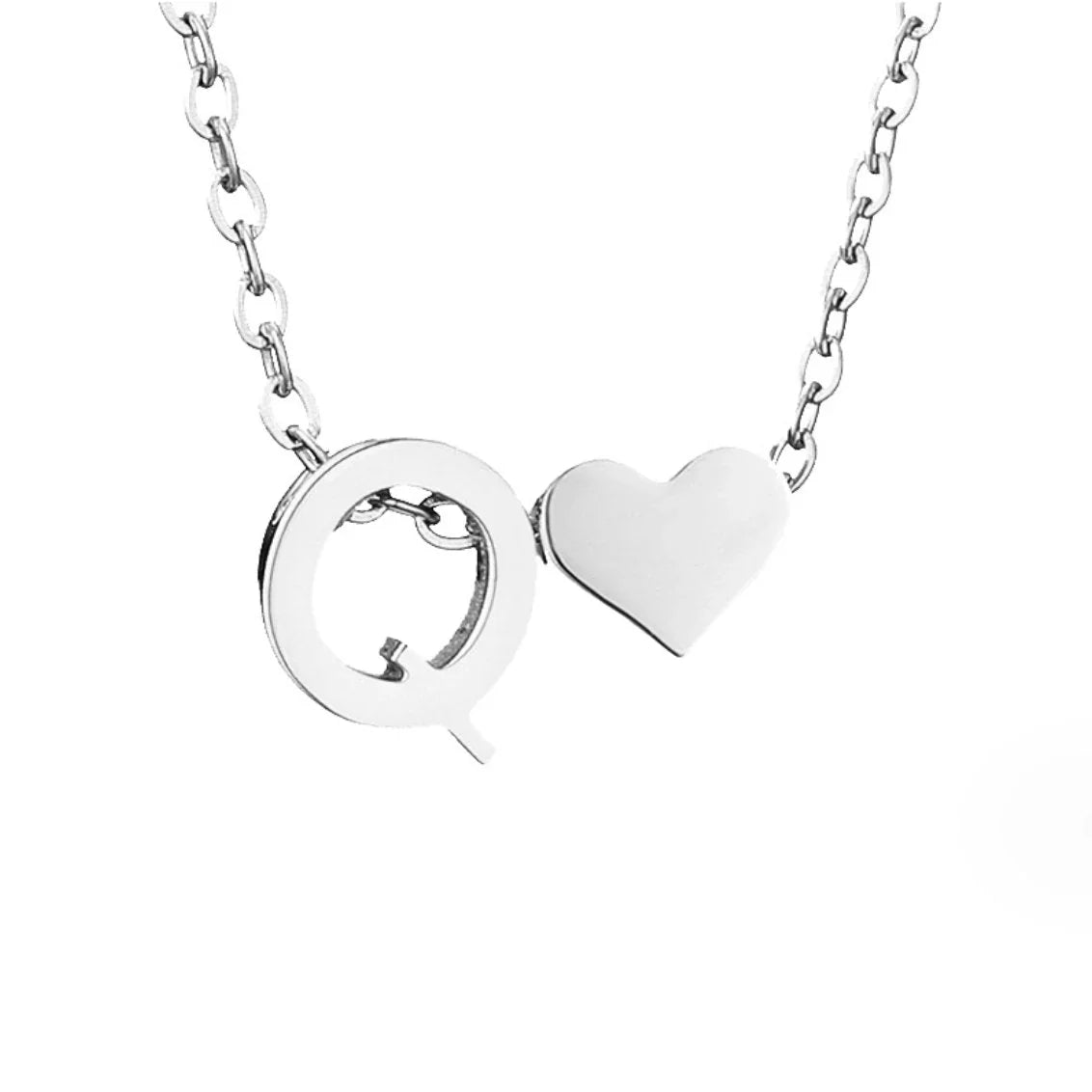Vioraia Forever Love & Letter Silver Necklace