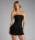 Ruffle Repeat Lace Tube Mini Dress