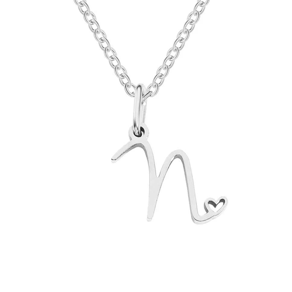 Vioraia Silver Letter Heart Necklace
