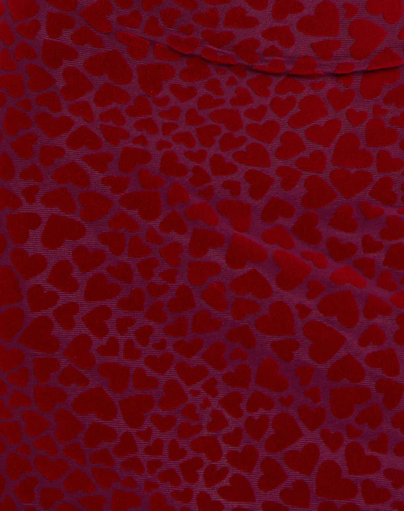 Sevila Long Sleeve Mini Dress in Heart Flock Maroon