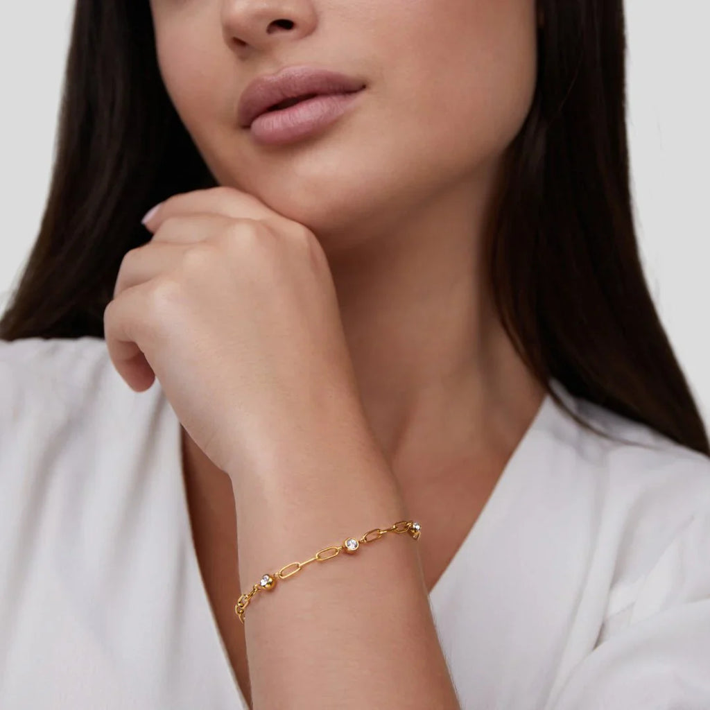 Vioraia Monica Crystal & Gold Chain Bracelet