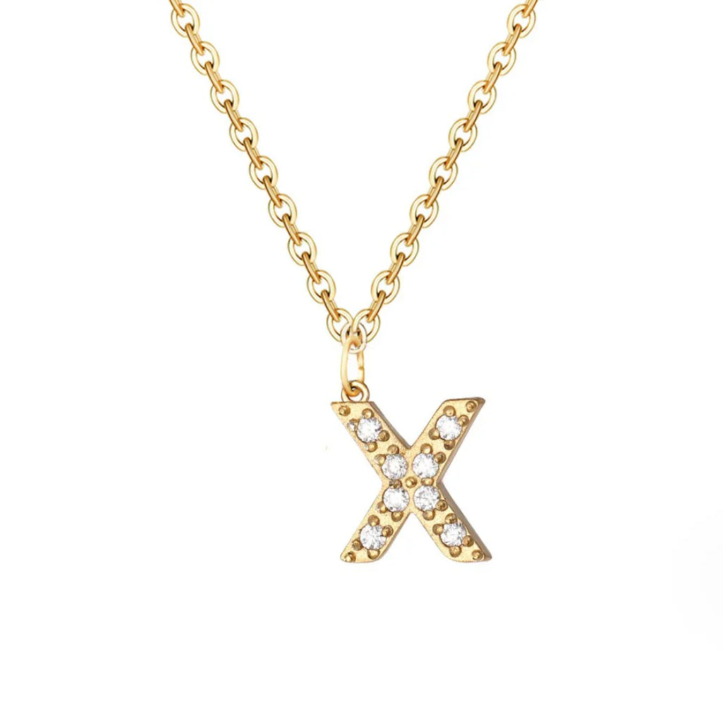 Vioraia Crystal Letter Charm Necklace