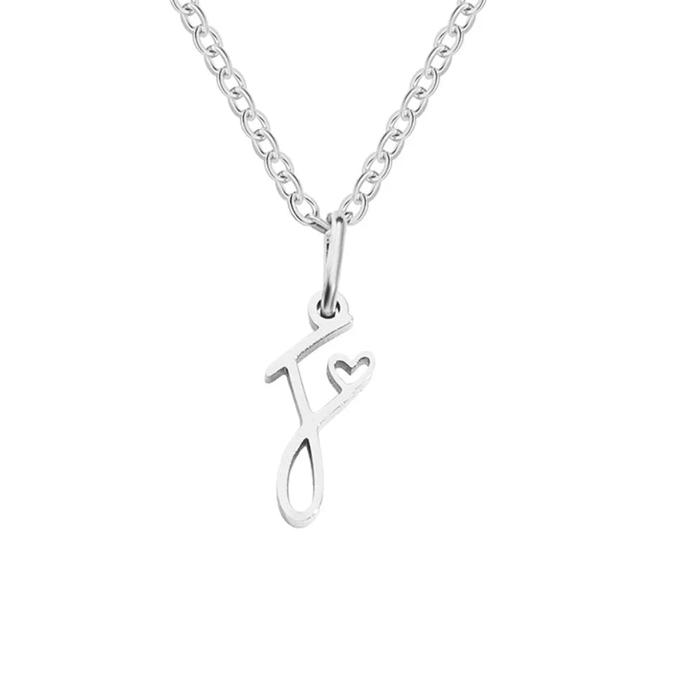 Vioraia Silver Letter Heart Necklace