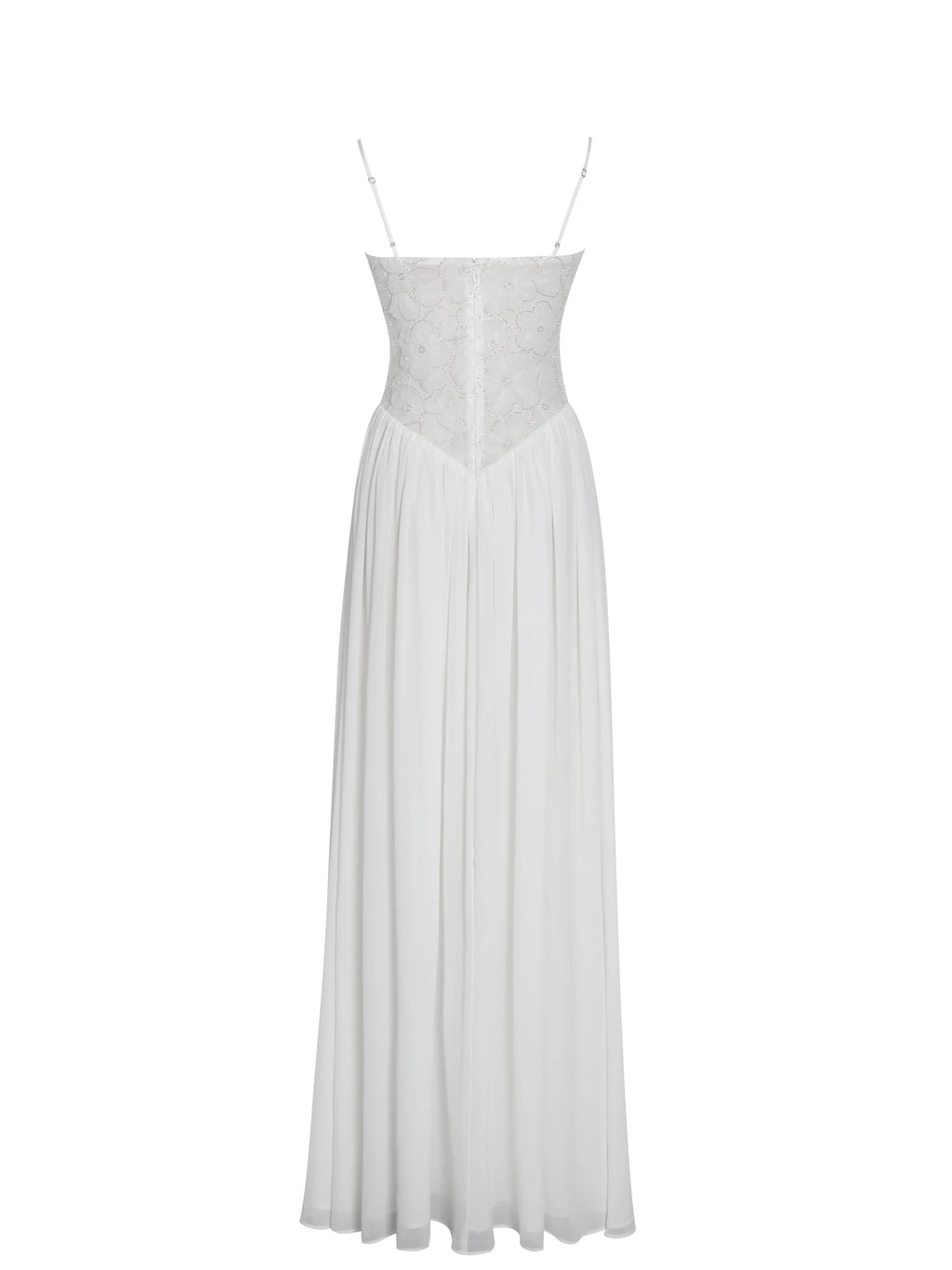 Ucille White Embroidered Chiffon Maxi Dress