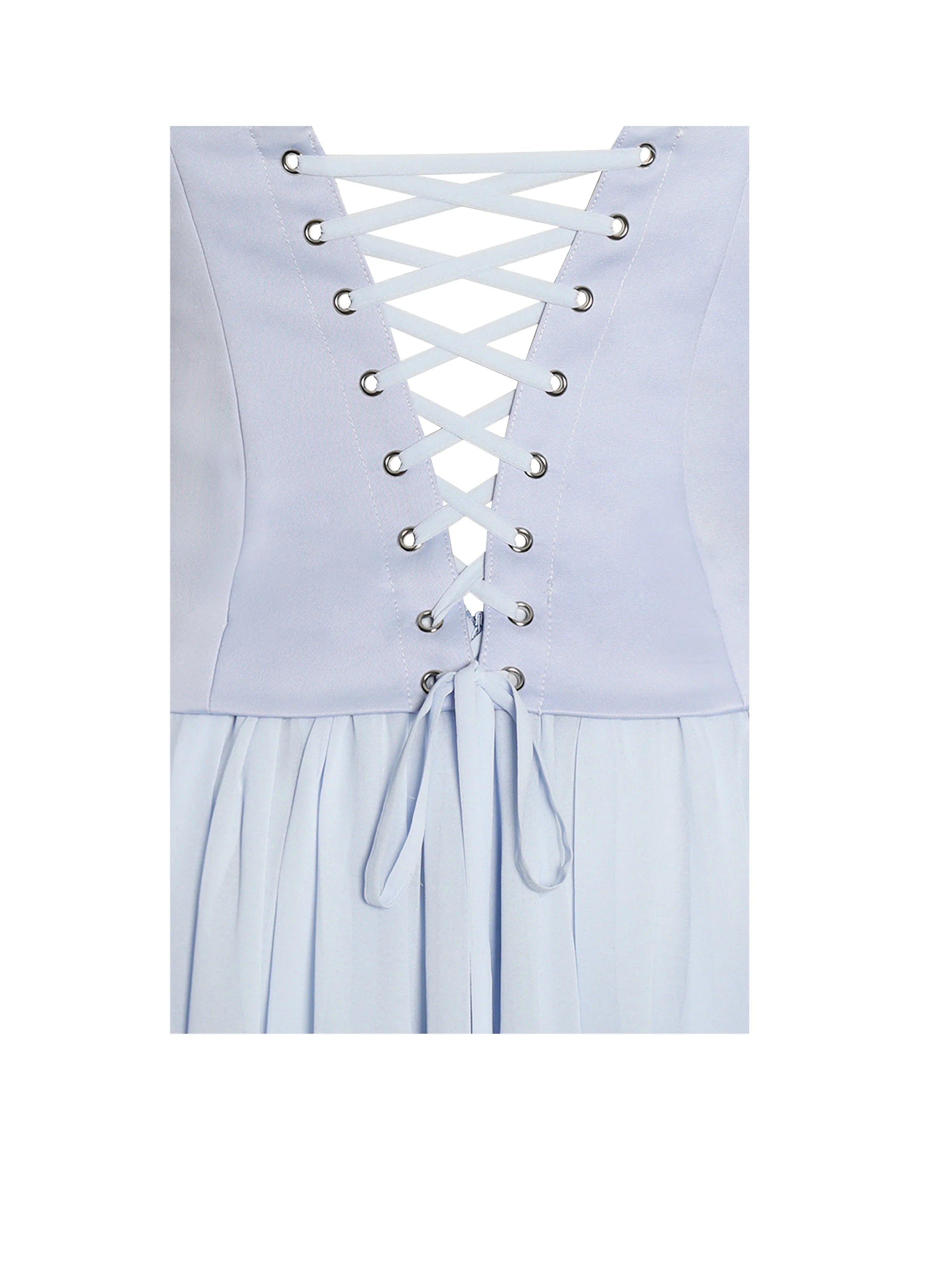 Qianna Baby Blue Peplum Top Drop Waist Chiffon Gown