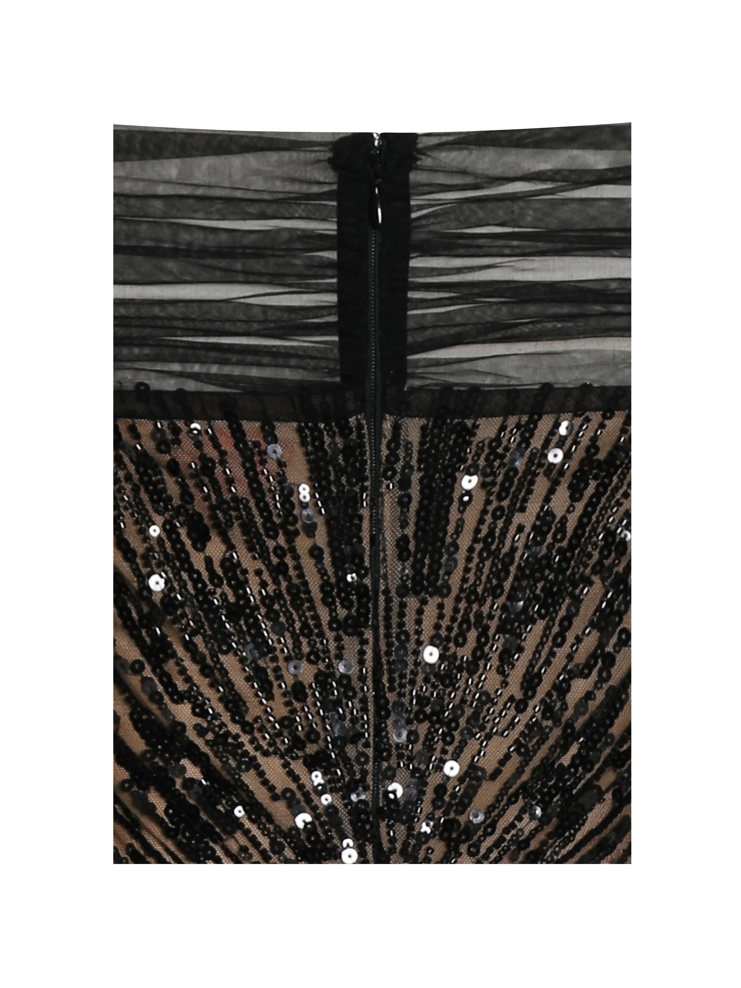 Qeturah Embroidered Sequin Off Shoulder Mesh Gown