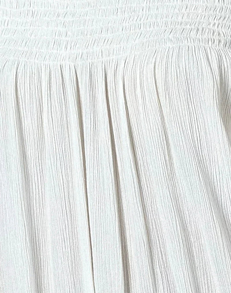 Panasi Bardot Babydoll Mini Dress in Off White