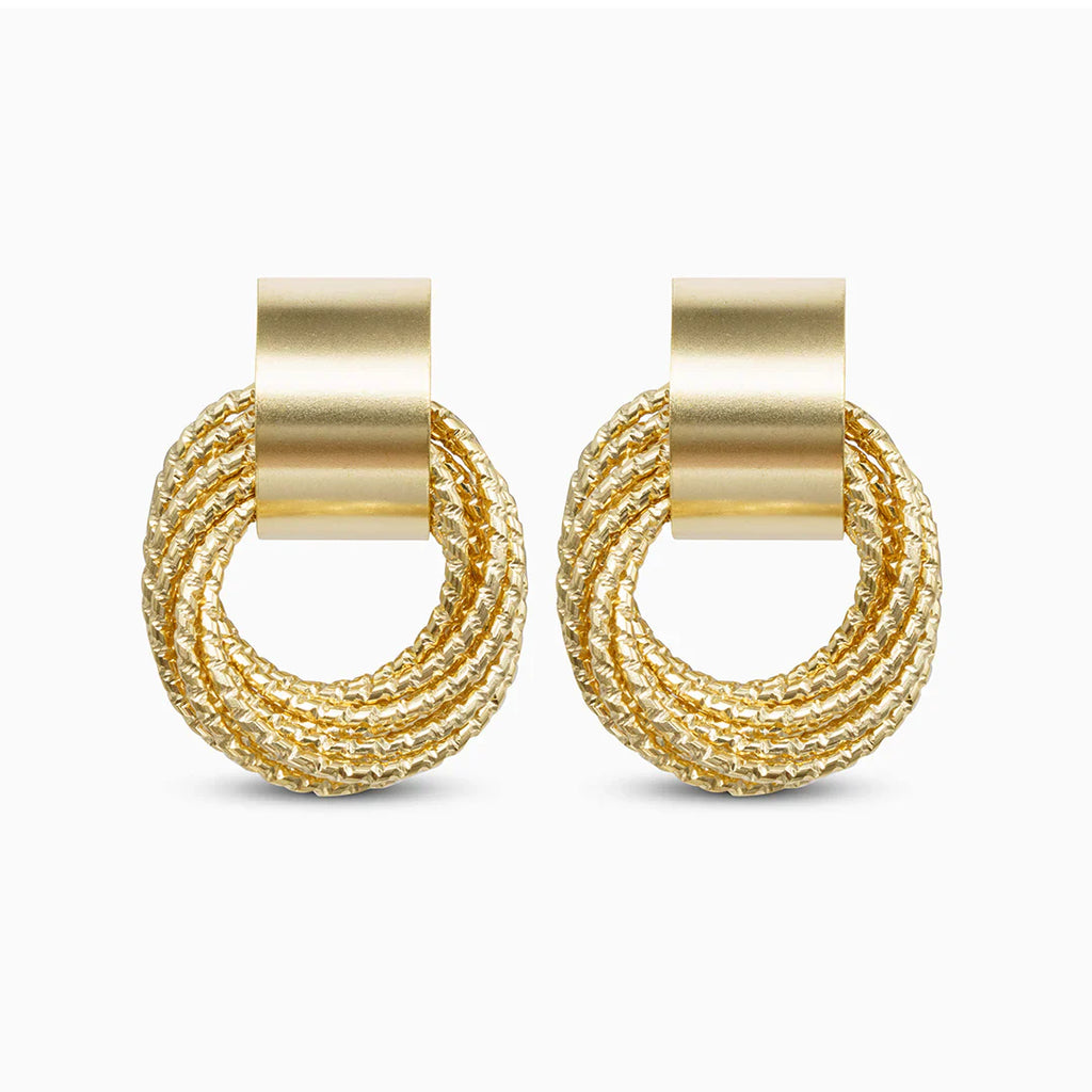 Vioraia Metal Ring Tassel Earrings