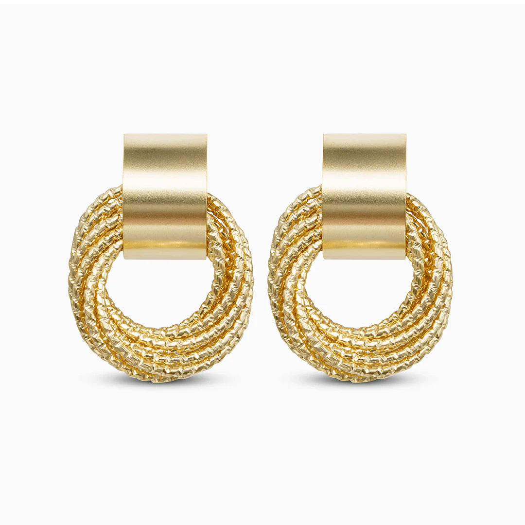 Vioraia Metal Ring Tassel Earrings