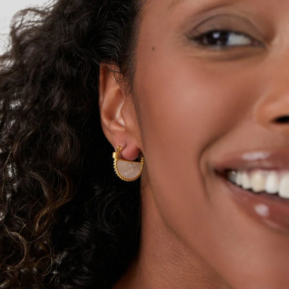 Vioraia Adelfa White Shell Hoop Earrings