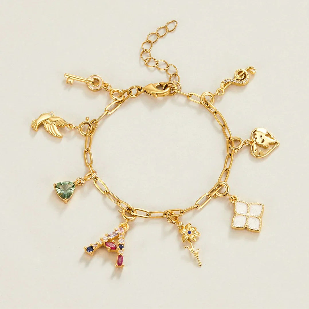 Vioraia 18K Gold Paperclip Charm Bracelet