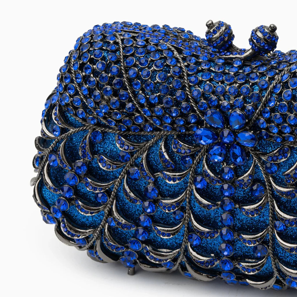 Vioraia (CS) Alyssa Rhinestones Clutch Bag - Blue