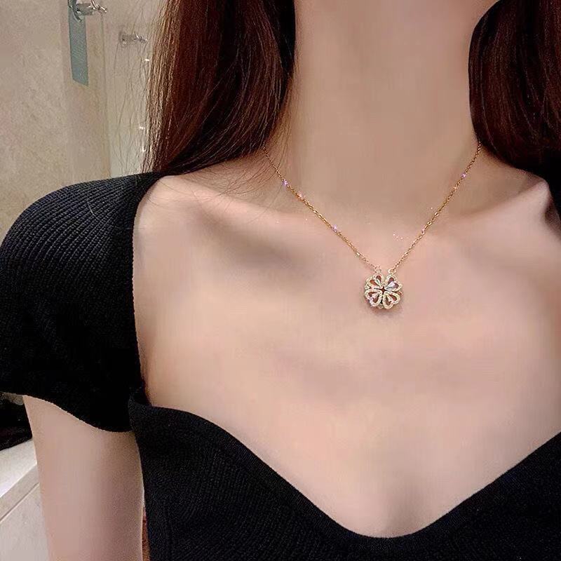Vioraia Two In One Heart Clover Necklace