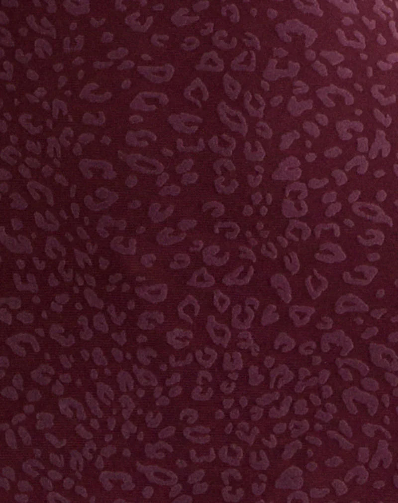 Dasa Long Sleeve Mini Dress in Flock Mini Leopard Plum