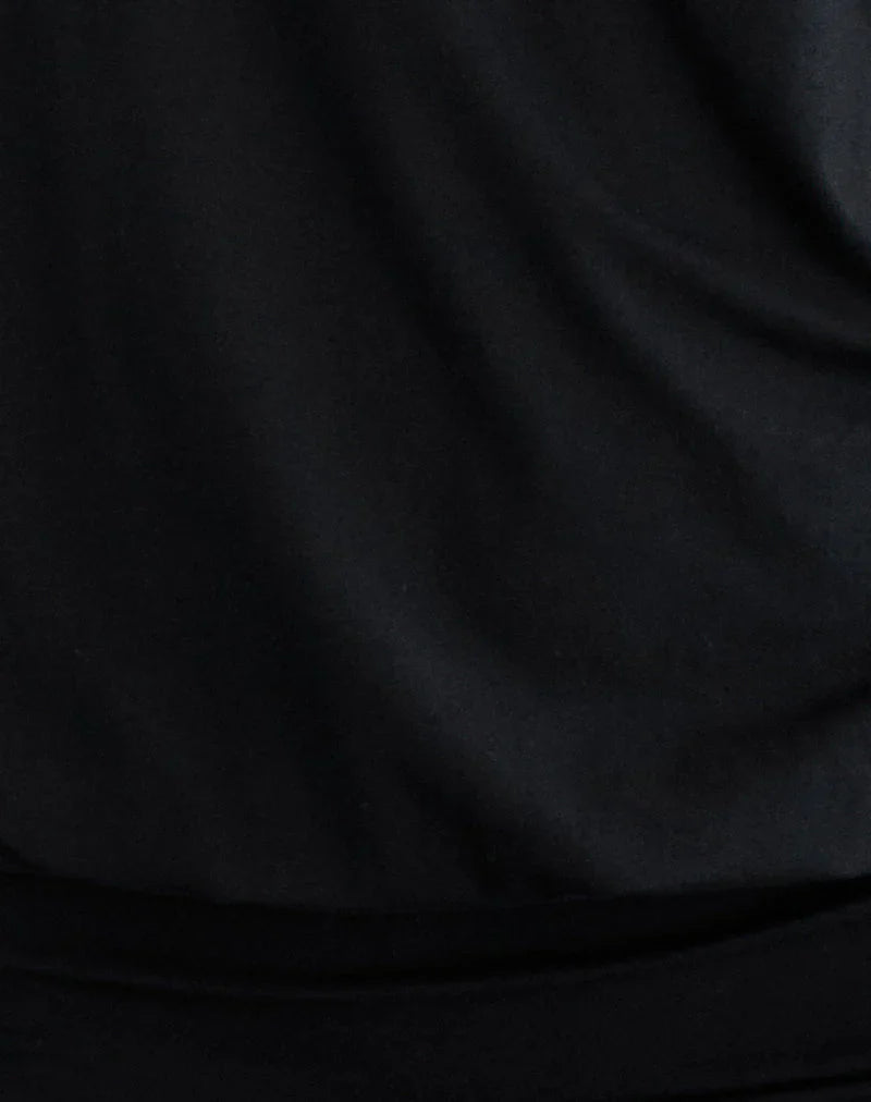 Sybe Cut Batwing Sleeve Mini Dress in Black