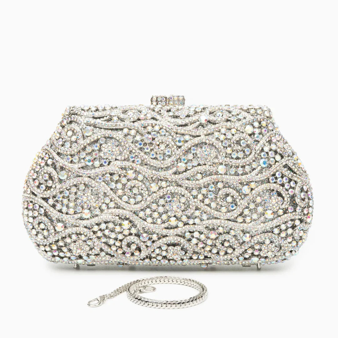 Vioraia Juliet Rhinestones Clutch Bag - Silver