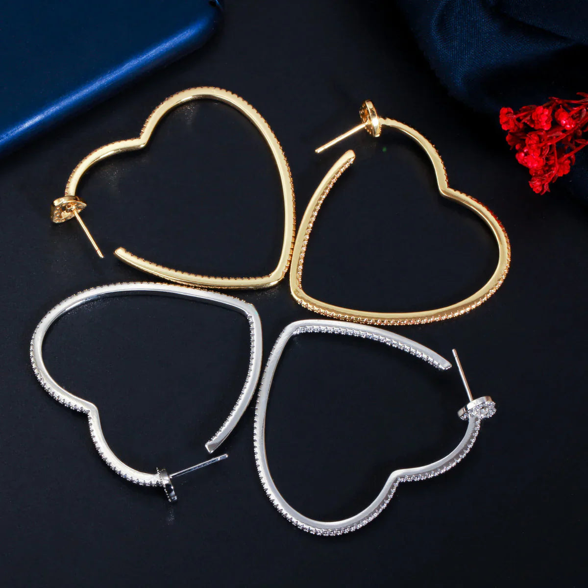 Vioraia Sparkling Love Hoop Earrings