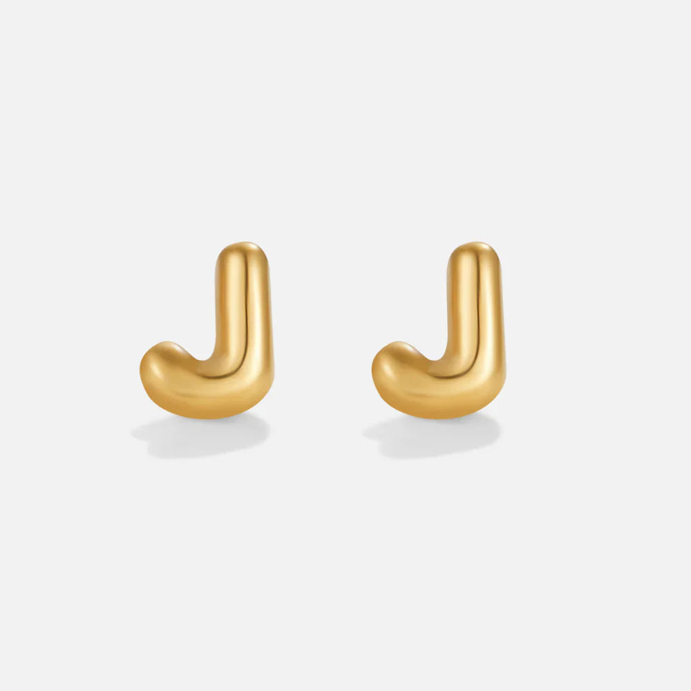 Vioraia Gold Bubble Letter Earrings