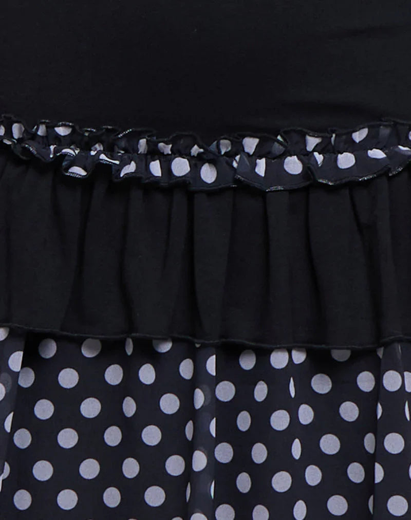 Navya Wrap Mini Dress in Basic Polka Black