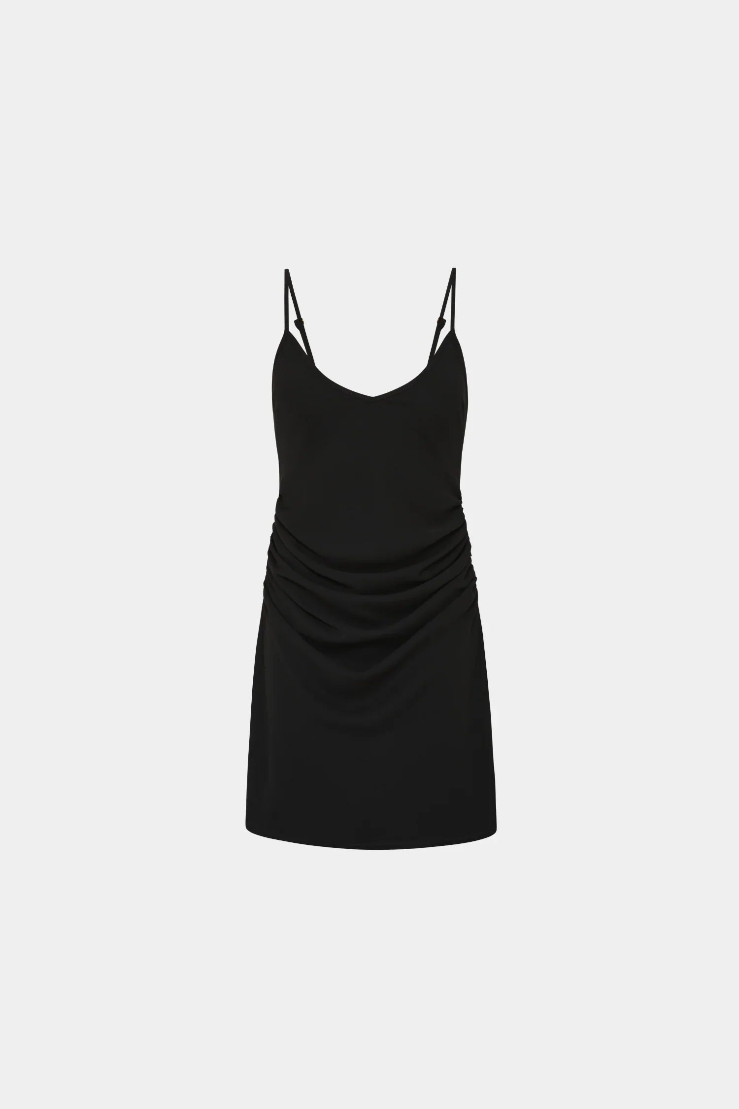 Georgette Draped Mini Dress | Black