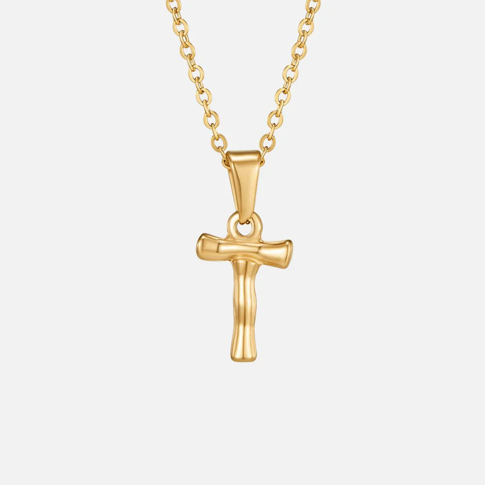 Vioraia Golden Bamboo Letter Pendant Necklace