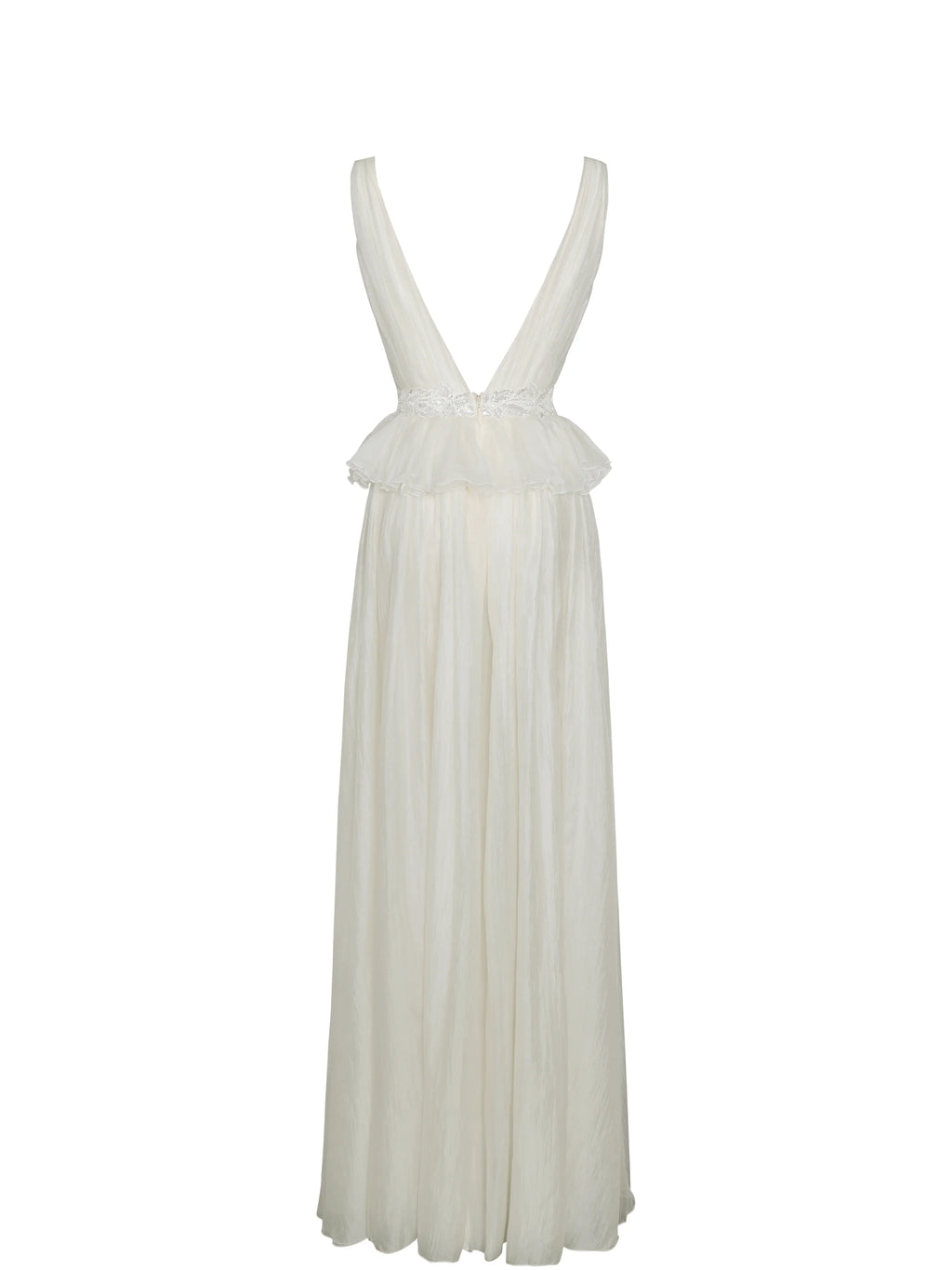 Calleigh Off White Flare Beaded Belt Maxi Gown