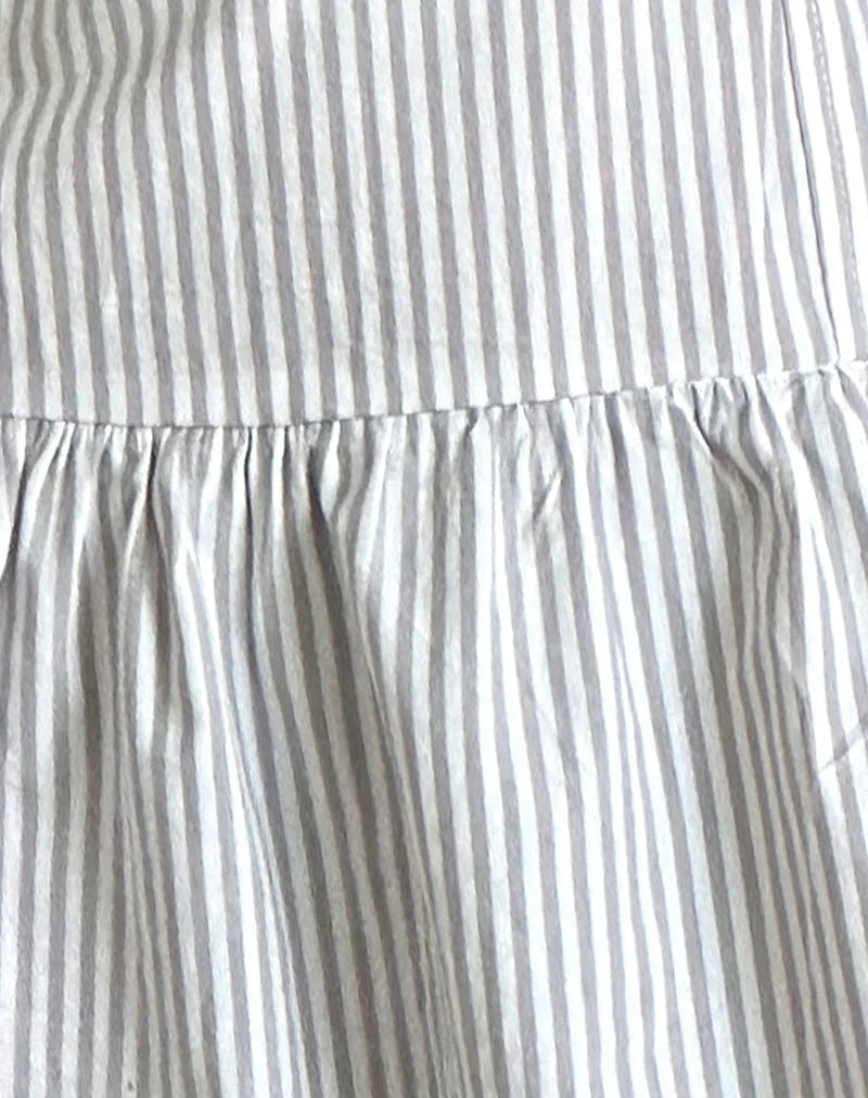 Panja Mini Halter Dress in Small Stripe Vertical Grey