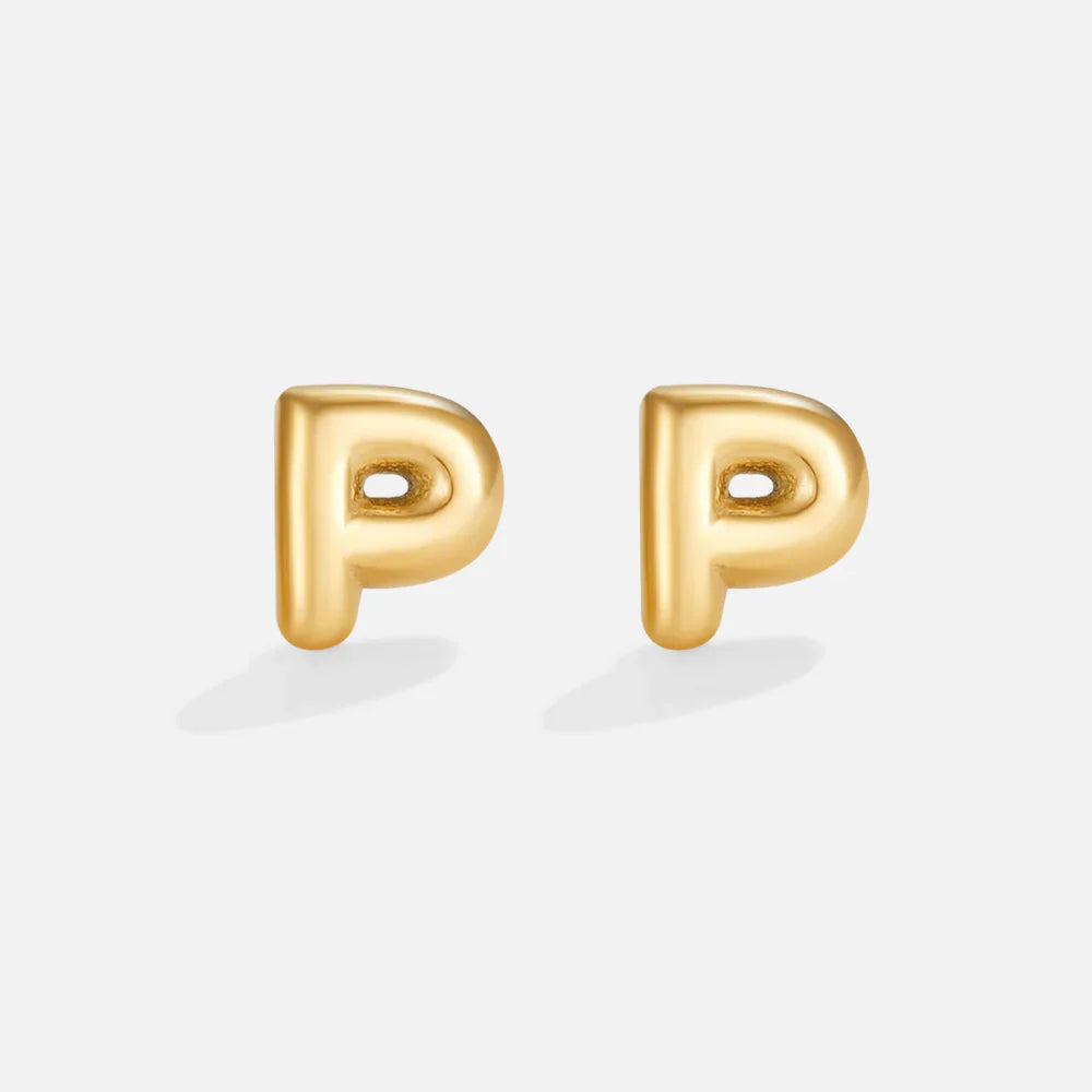 Vioraia Gold Bubble Letter Earrings
