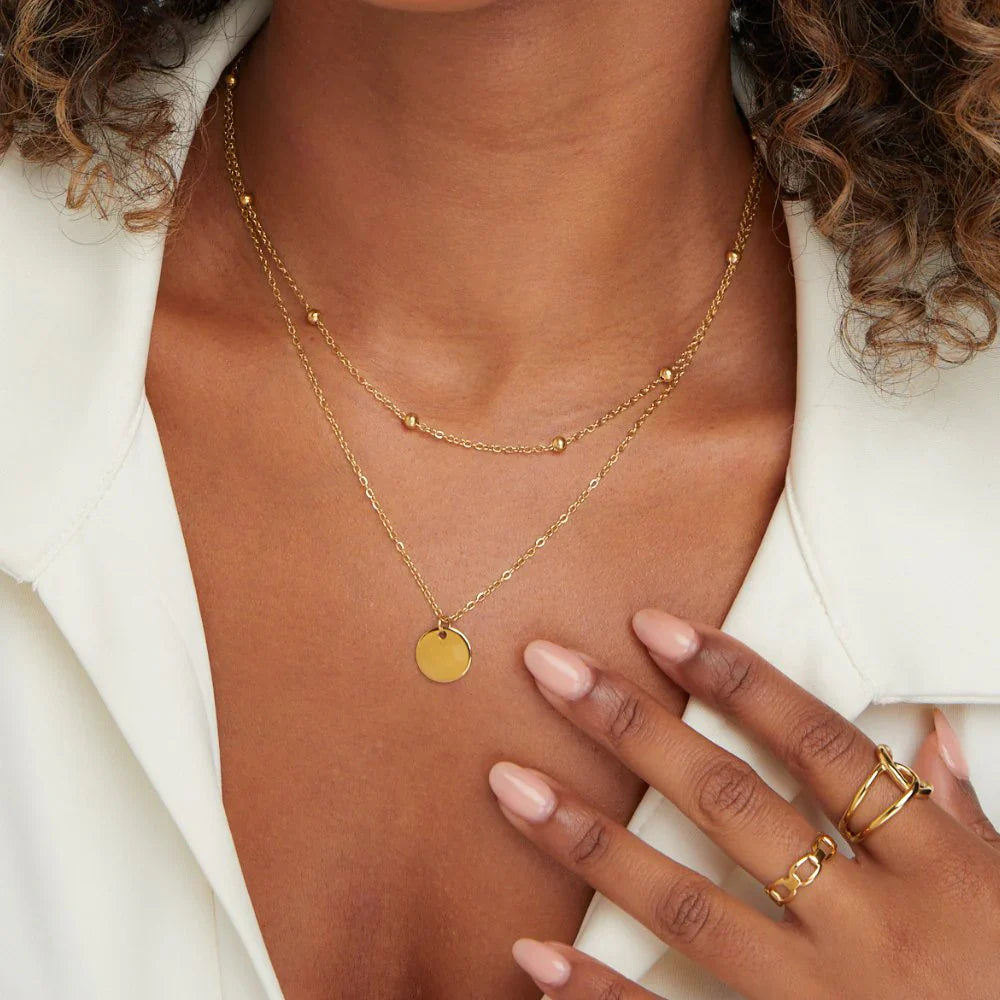Vioraia Layered Disc Necklace