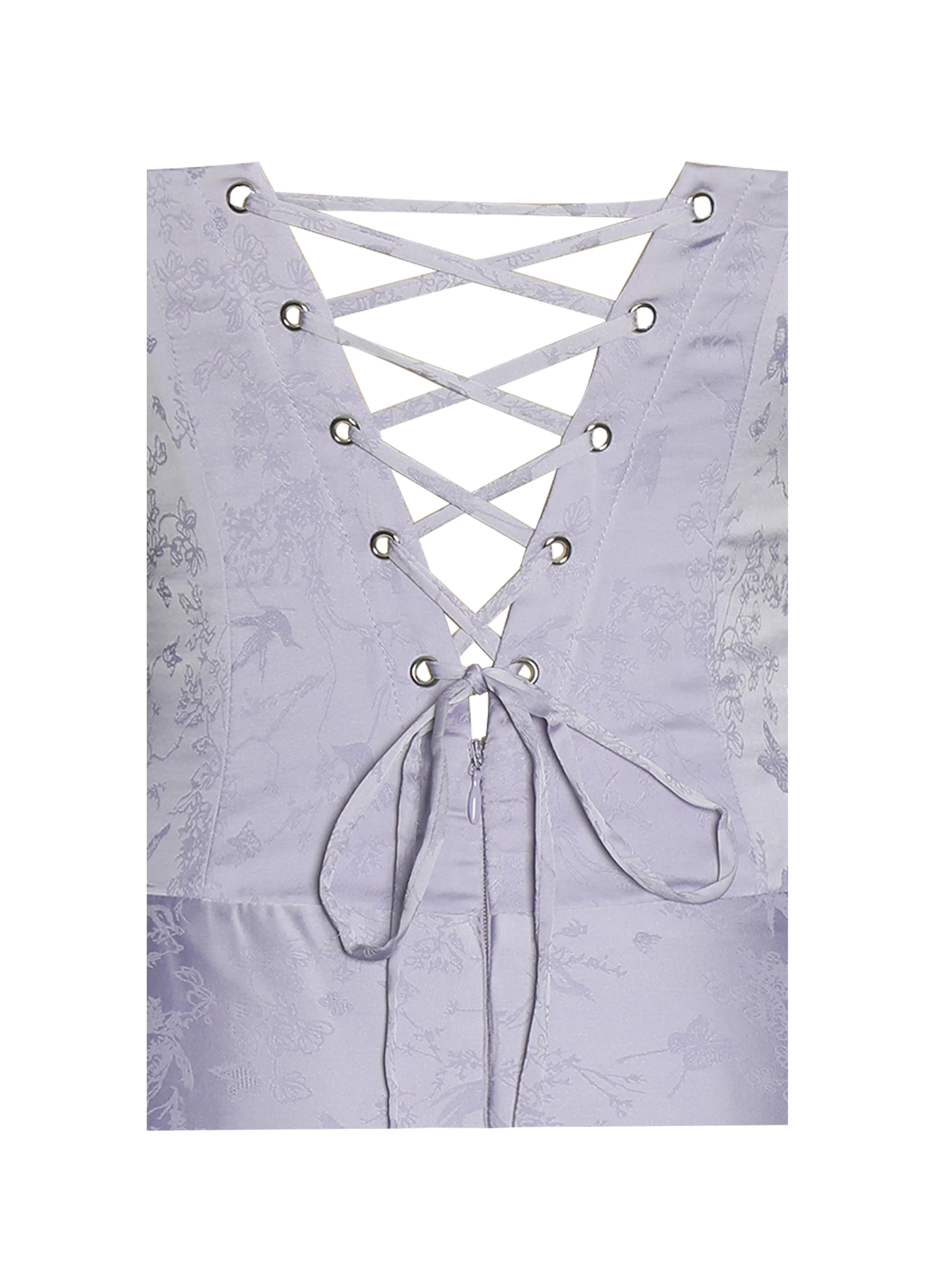 Raegan Taro Purple Jacquard Rouched Maxi Dress