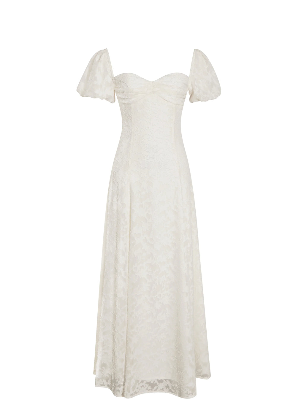 Pandora White Bubble Sleeve Backless Maxi Dress