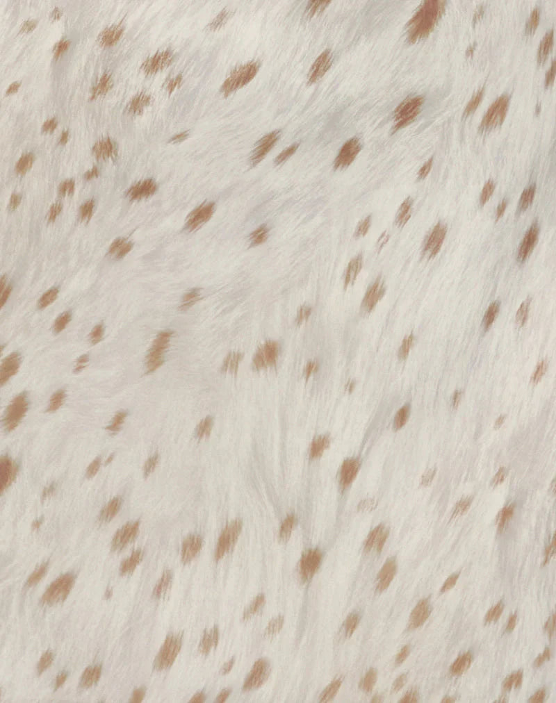 Jenat Mini Dress in Ivory Bambi Print with Scarf
