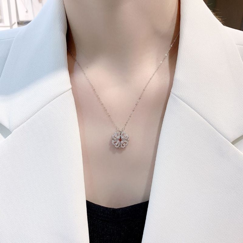 Vioraia Two In One Heart Clover Necklace